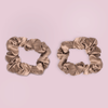 2 Silk Scrunchies (Large) - Tan