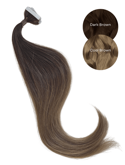 Ombre Dark Brown (#2) to Cool Brown (#10C) Invisible Tape 20" (25g)